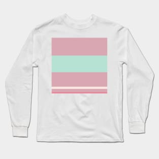 A solid pattern of Pale Chestnut, Powder Blue, Very Light Pink and Light Coral stripes. Long Sleeve T-Shirt